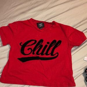Red cropped shirt